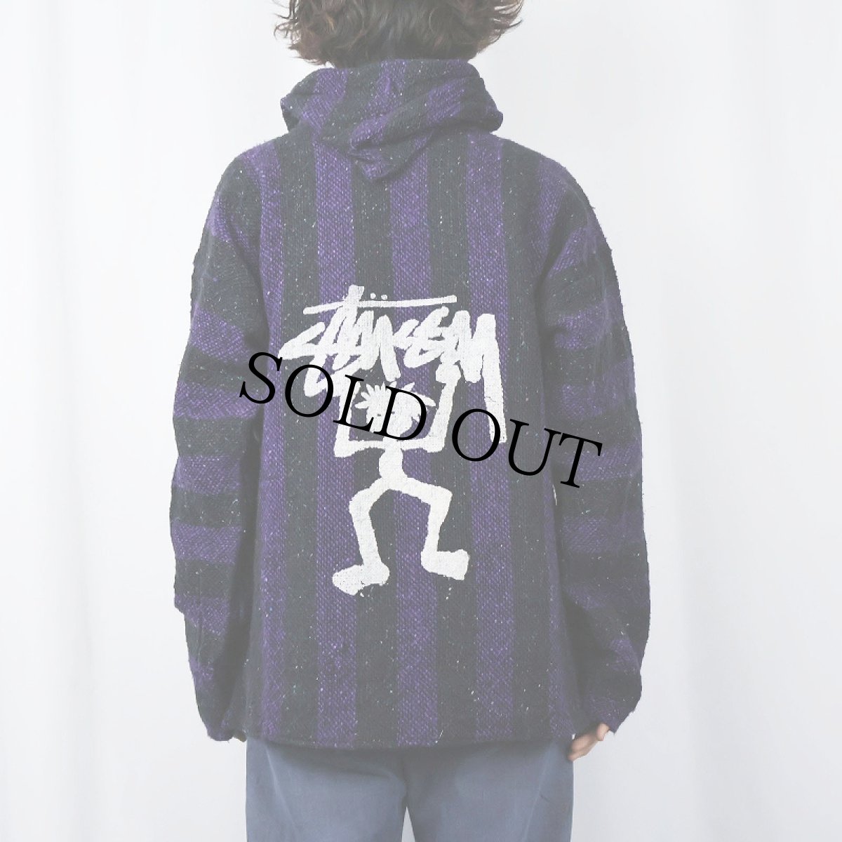 画像4: 90's ブート STUSSY ストライプ柄 メキシカンパーカー XL (4)