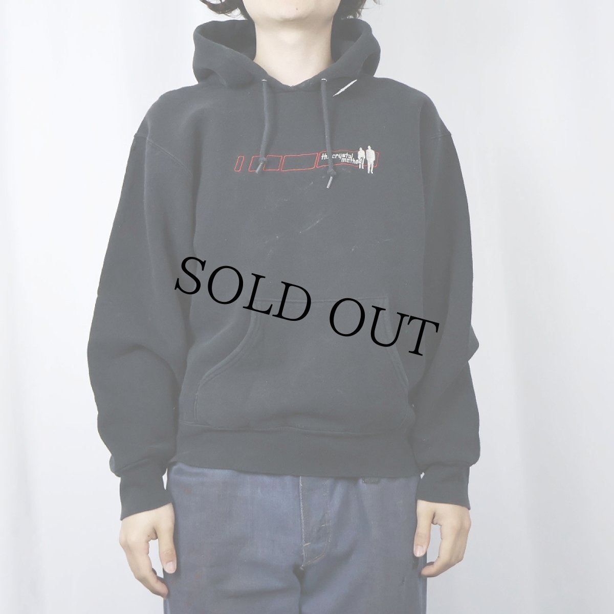 画像2: The Crystal Method エレクトロニックミュージック・デュオ 刺繍入り スウェットフーディー BLACK (2)