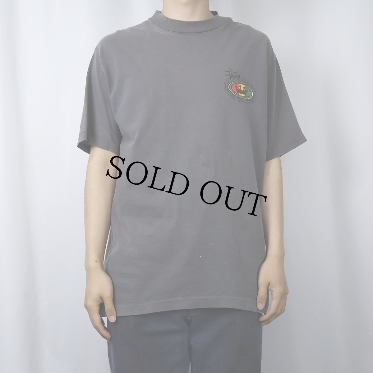 画像2: 80's STUSSY USA製 "RASTA CROWN" プリントTシャツ L (2)