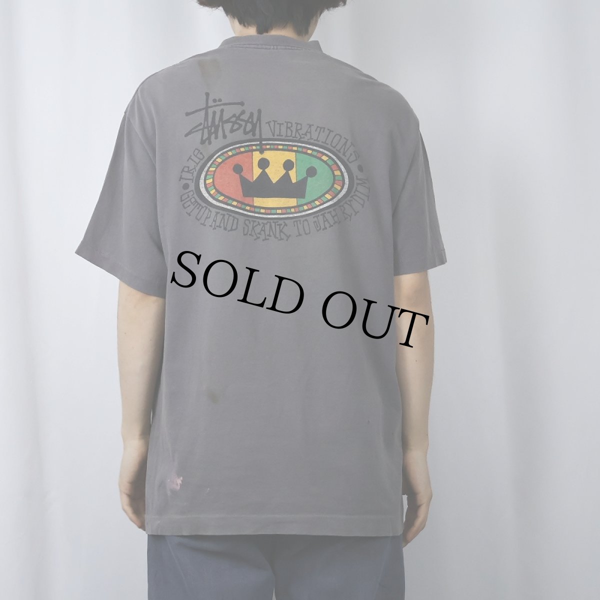 画像3: 80's STUSSY USA製 "RASTA CROWN" プリントTシャツ L (3)