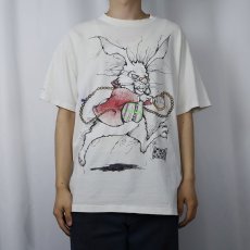 画像2: 90's Alice in Wonderland USA製 白うさぎ キャラクタープリントTシャツ L (2)