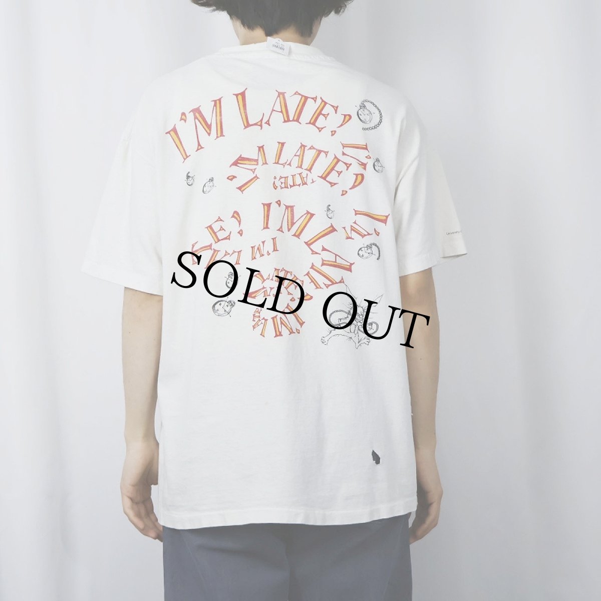 画像3: 90's Alice in Wonderland USA製 白うさぎ キャラクタープリントTシャツ L (3)