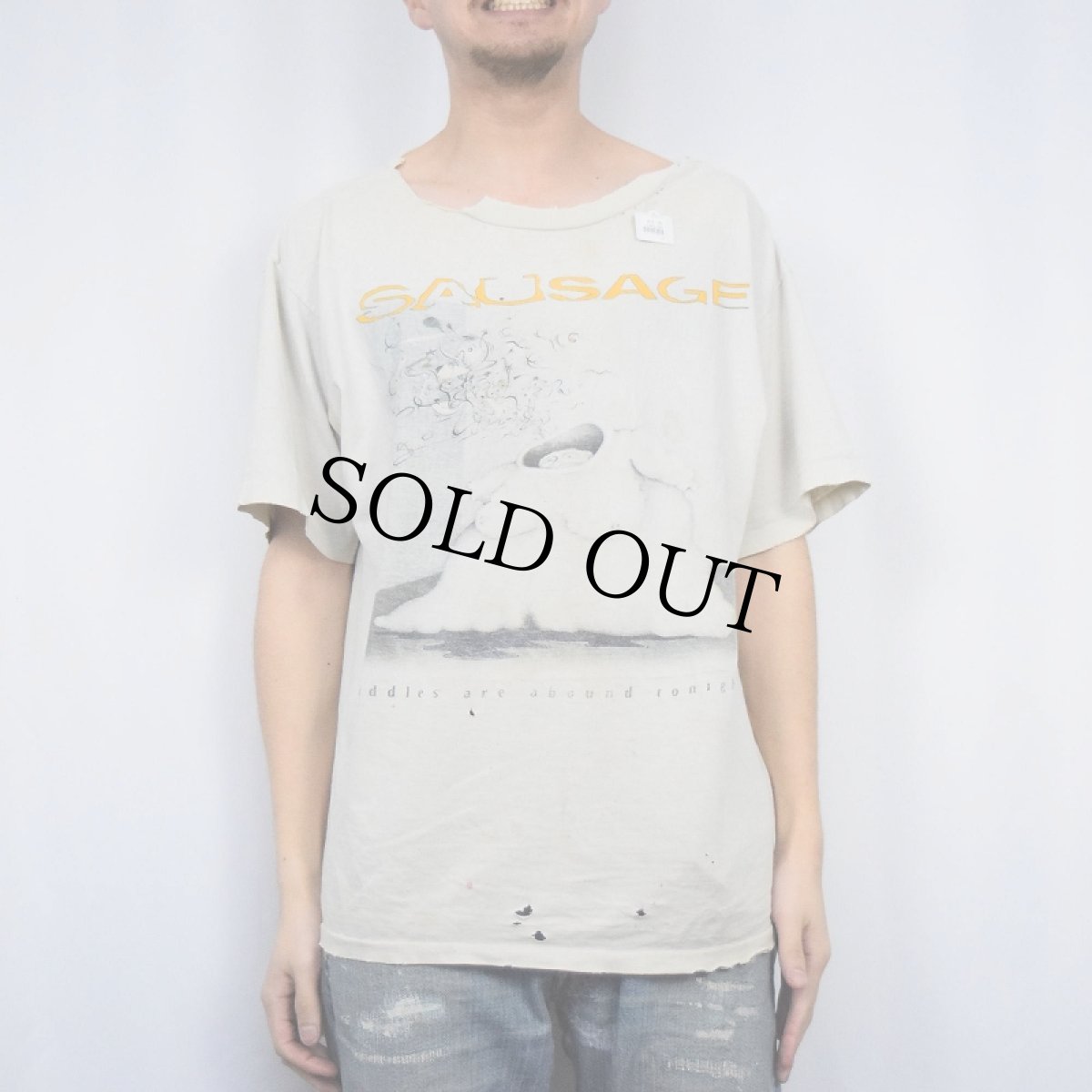 画像3: 90's SAUSAGE "riddles are ahound tonight" オルタナティブロックバンド プリントTシャツ (3)