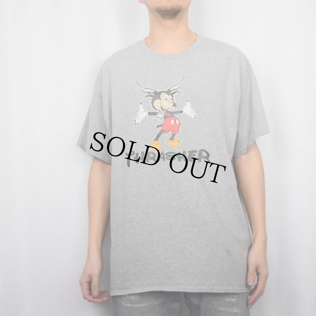 画像2: THRASHER "サタンミッキー" キャラクターパロディ プリントTシャツ XL (2)