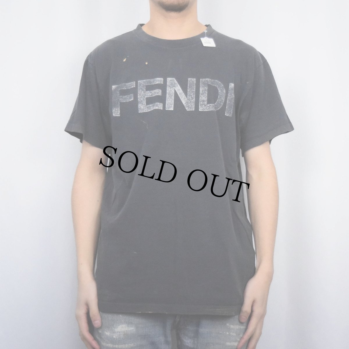 画像2: 90's FENDI ロゴプリントTシャツ BLACK (2)