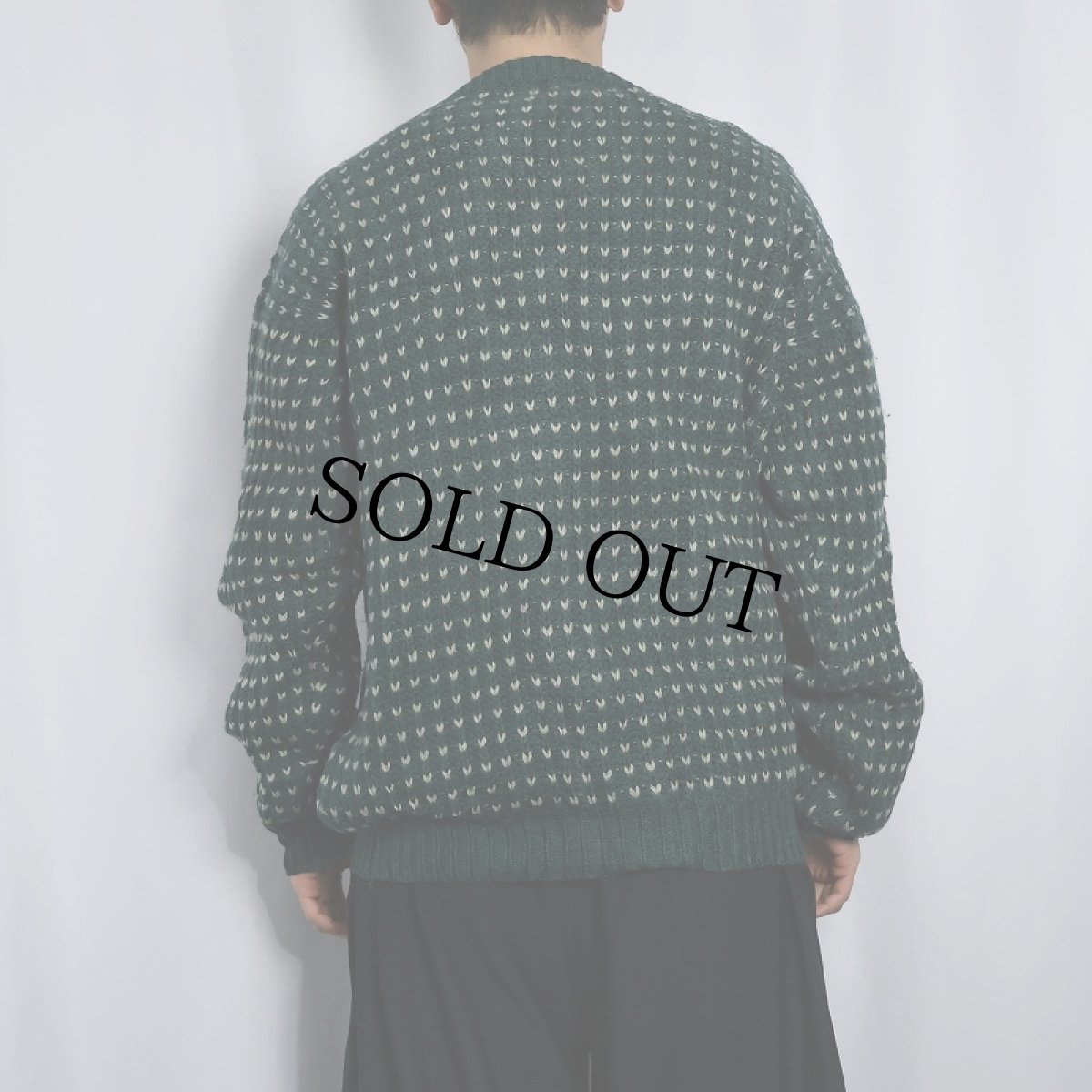 画像3: 80's Woolrich バーズアイ柄 ウールニットセーター (3)