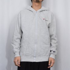 画像2: 90's Champion USA製 ロゴ刺繍 スウェットジップパーカー M (2)