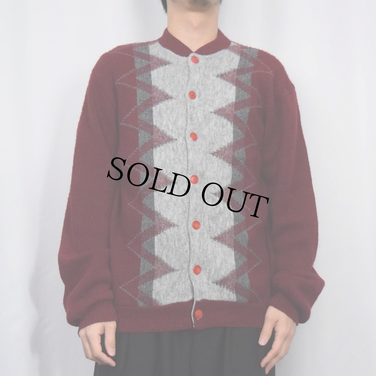 画像2: VINTAGE ウールニットカーディガン (2)