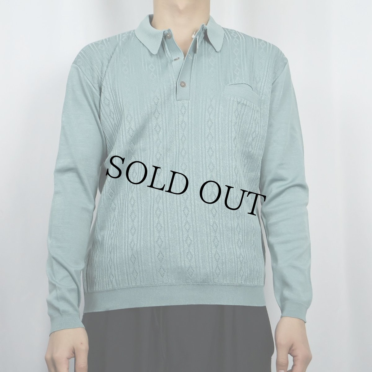 画像2: ジャガード織り アクリルニットポロシャツ (2)