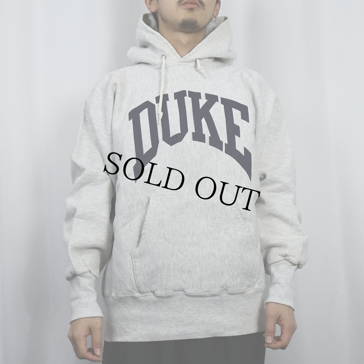 画像2: 90's the cotton exchange USA製 REVERSE WEAVE TYPE "DUKE" プリントスウェットフーディー L (2)