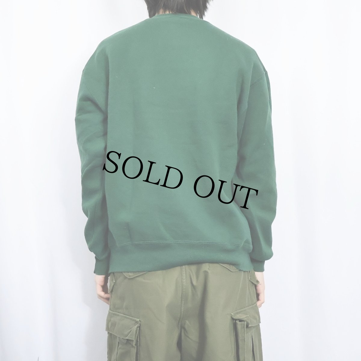 画像3: 90's RUSSEL ATHELETIC USA製 前V 無地スウェット GREEN XL (3)