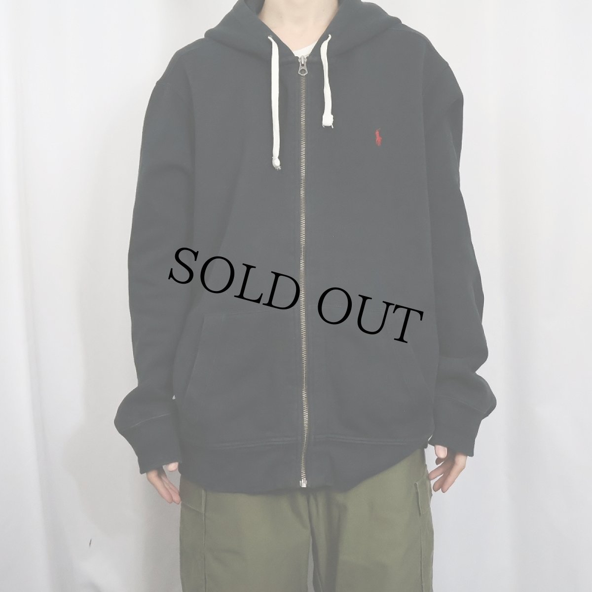 画像2: POLO Ralph Lauren ロゴ刺繍 スウェットジップパーカー BLACK XXL (2)