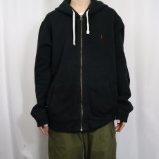 画像2: POLO Ralph Lauren ロゴ刺繍 スウェットジップパーカー BLACK XXL (2)