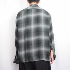 画像3: 60's オンブレーチェック柄 レーヨンオープンカラーシャツ  34 (3)