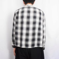 画像3: 50〜60's Riviera オンブレーチェック柄 レーヨンオープンカラーシャツ (3)