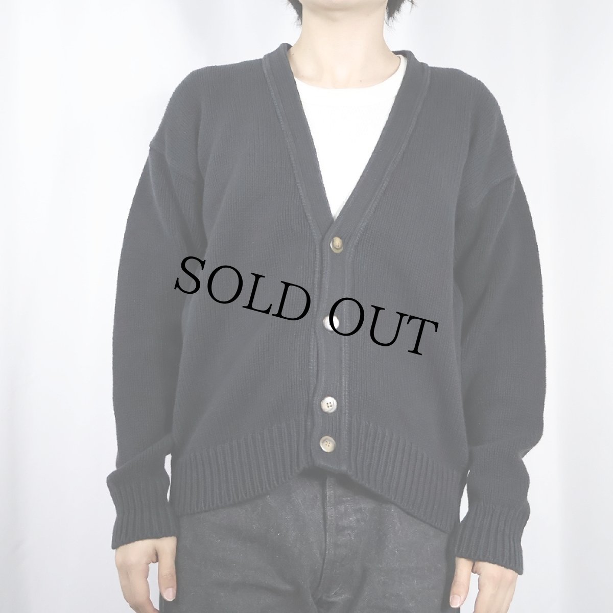 画像4: 90's GAP コットンニットカーディガン BLACK M (4)