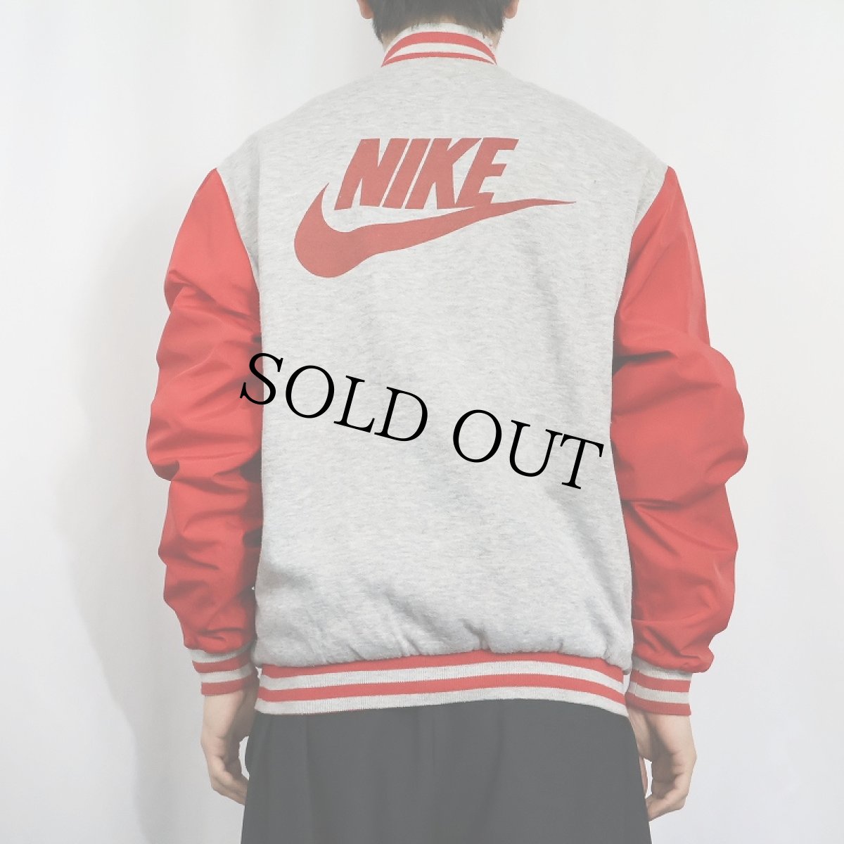 画像8: 90's NIKE 銀タグ ナイロン切り替え リバーシブル スウェットスタジャン (8)