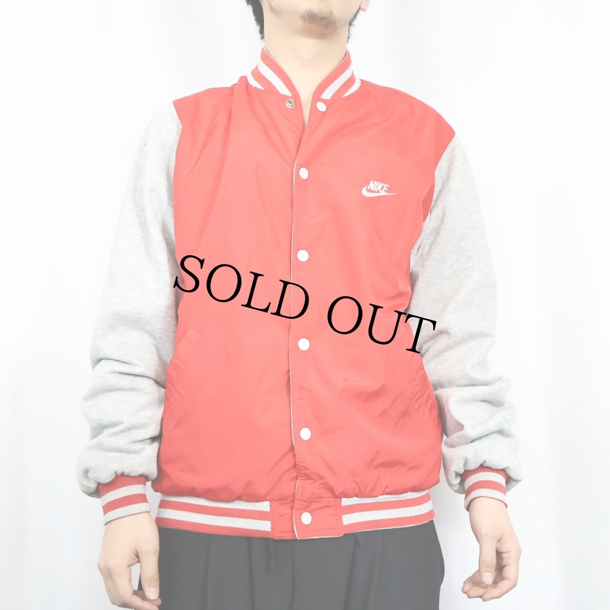 画像9: 90's NIKE 銀タグ ナイロン切り替え リバーシブル スウェットスタジャン (9)