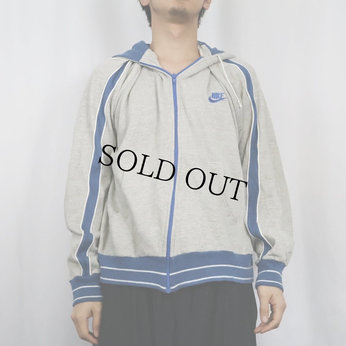 画像4: 70's NIKE ラインデザイン スウェットジップパーカー XL (4)
