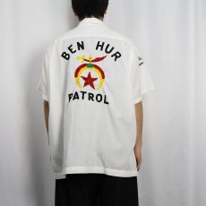 画像3: 70's HILTON USA製 "BEN HUR PATROL" シュライナーズ チェーン刺繍 コットンボーリングシャツ XL (3)
