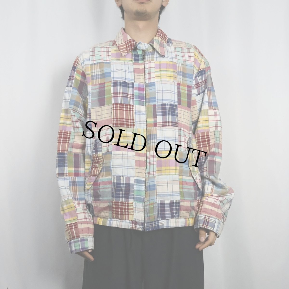 画像2: POLO GOLF Ralph Lauren マドラスチェック柄 コットンパッチワーク スイングトップ L (2)