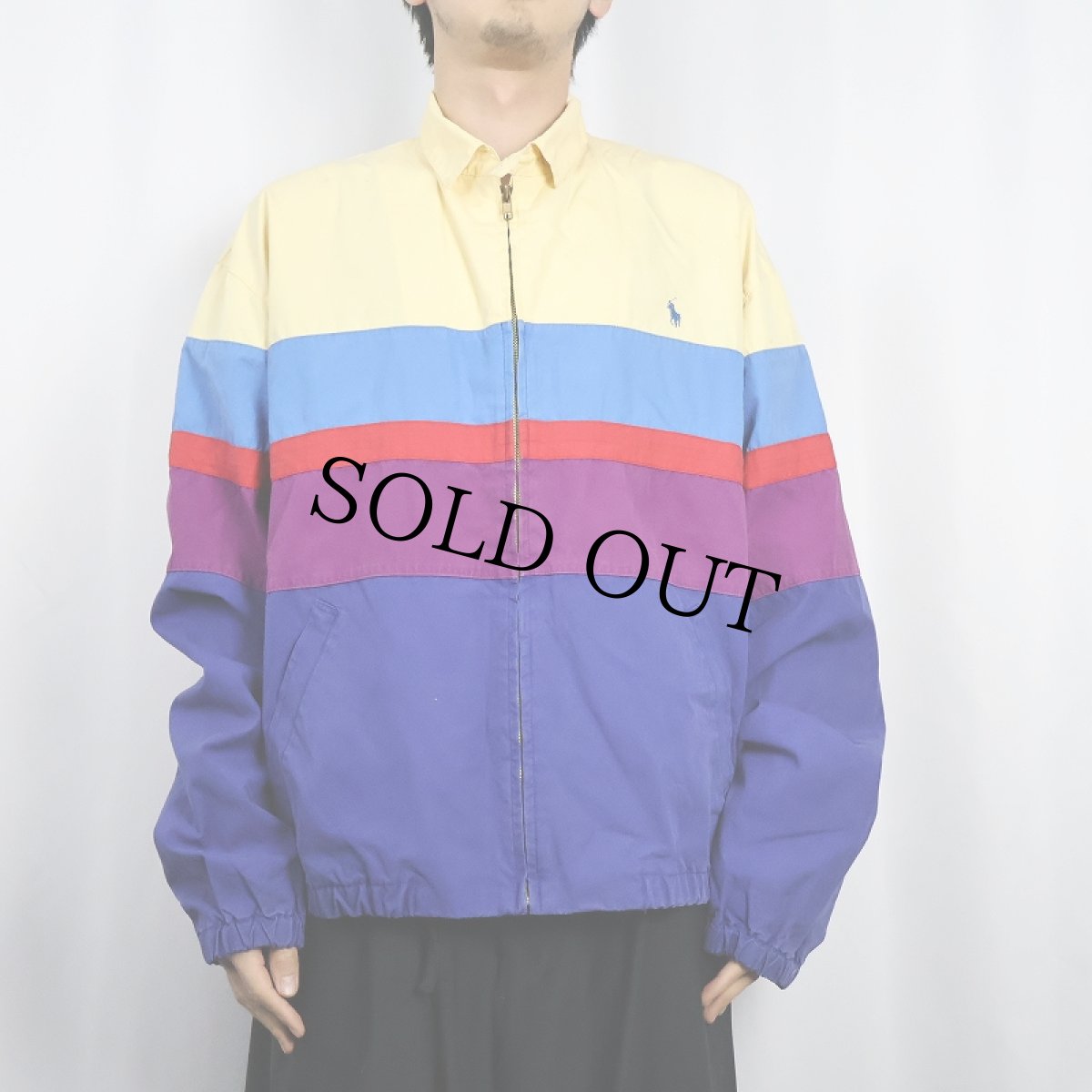 画像2: 90's POLO Ralph Lauren マルチボーダー柄 スイングトップ L (2)