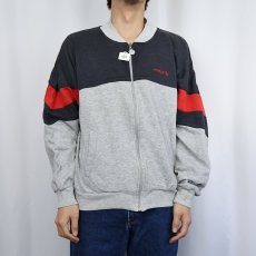 画像2: 80's adidas ロゴ刺繍 切り替えデザイン スウェットジップジャケット (2)