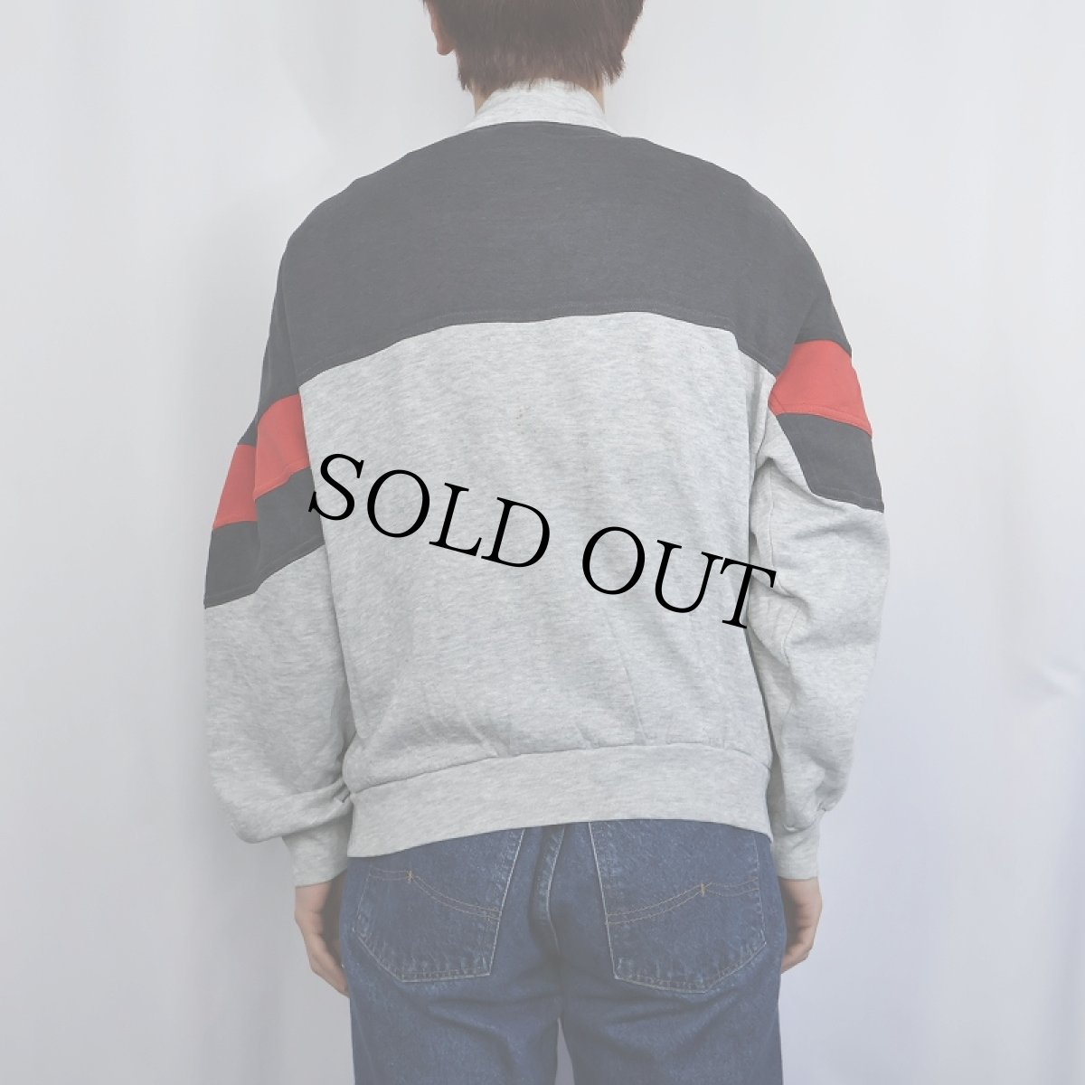 画像3: 80's adidas ロゴ刺繍 切り替えデザイン スウェットジップジャケット (3)