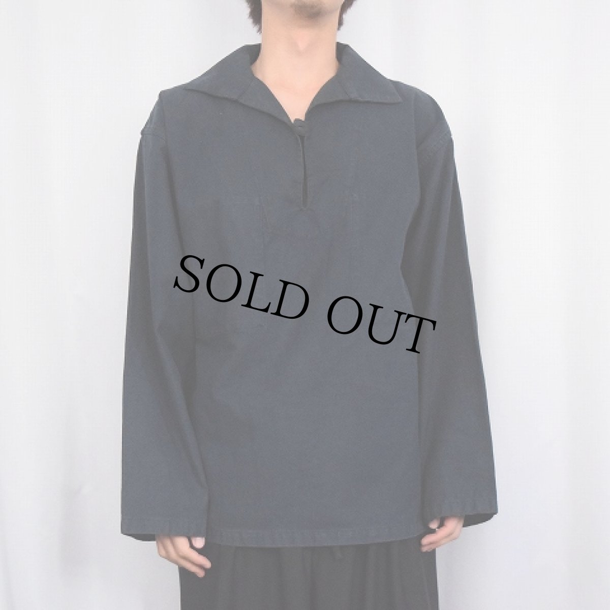 画像2: LE GLAZIK FRANCE製 フィッシャーマンスモック BLACK size42 (2)