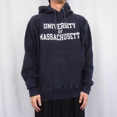 画像2: 2000's〜 Champion REVERSE WEAVE "UNIVERSITY OF MASSACHUSETTS" プリントスウェットフーディー NAVY M (2)