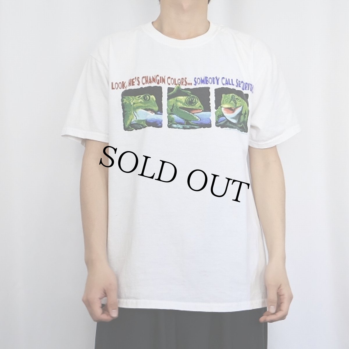 画像2: 90's Budweiser "LOOK, HE'S CHANGIN COLORS..." ビールメーカー プリントTシャツ L (2)