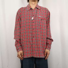 画像2: bitch skateboards チェック柄 ライトネルシャツ M (2)