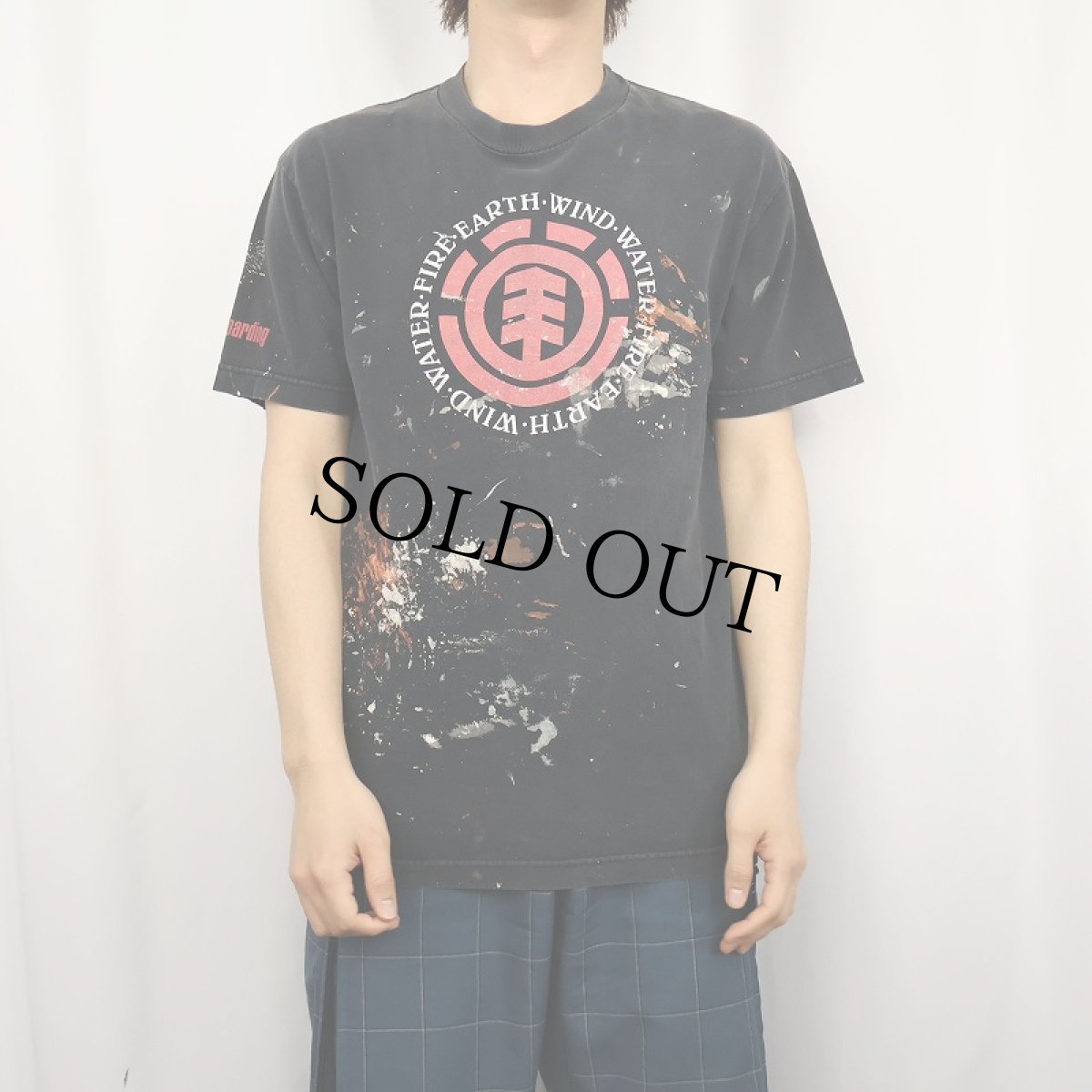 画像2: ELEMENT ペンキペイント ロゴプリントTシャツ BLACK (2)