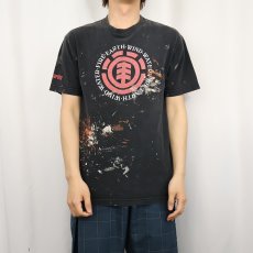 画像2: ELEMENT ペンキペイント ロゴプリントTシャツ BLACK (2)