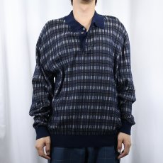 画像2: IKE BEHAR ITALY製 ジャガード織り コットンニットポロシャツ XL (2)