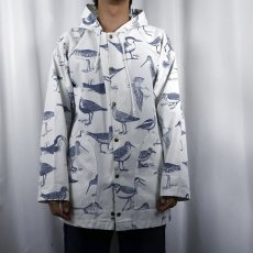 画像2: 90's MICHIGAN RAG CO. USA製 野鳥柄 コットン×ポリ パーカー S/M (2)