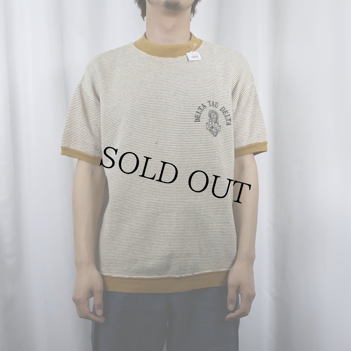 画像2: 60〜70's "DELTA TAU DELTA" ボーダー柄 半袖スウェット (2)