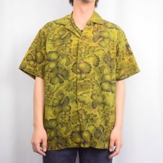 画像2: 70's HAWAII製 ハイビスカス柄 古銭ボタン コットンアロハシャツ L (2)