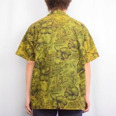 画像3: 70's HAWAII製 ハイビスカス柄 古銭ボタン コットンアロハシャツ L (3)