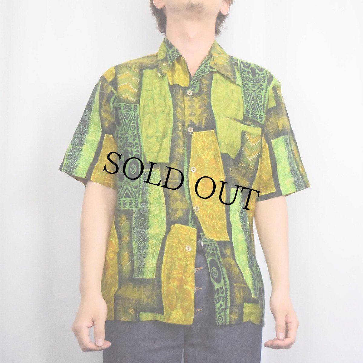 画像2: 70〜80's Barefoot in Paradise バティック柄 コットンアロハシャツ M (2)