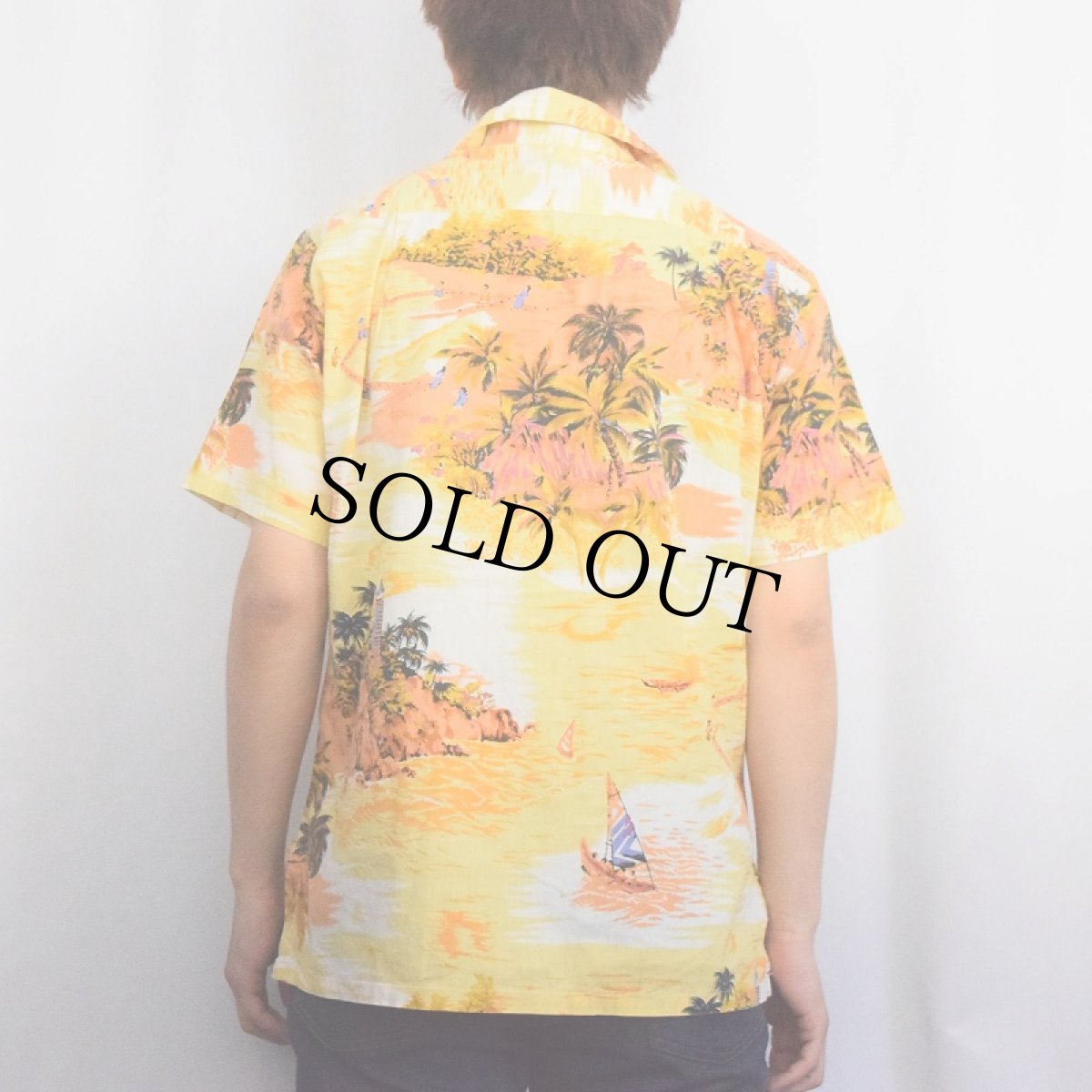 画像3: 70's〜 The Stag オールオーバーパターン コットンアロハシャツ M (3)