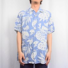 画像2: POLO Ralph Lauren "ADAMS" リーフ柄 レーヨンアロハシャツ M (2)