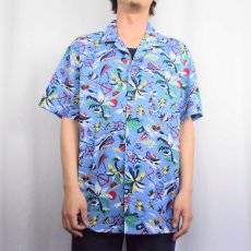 画像2: POLO Ralph Lauren ポロベア オールオーバーパターン コットンアロハシャツ M (2)