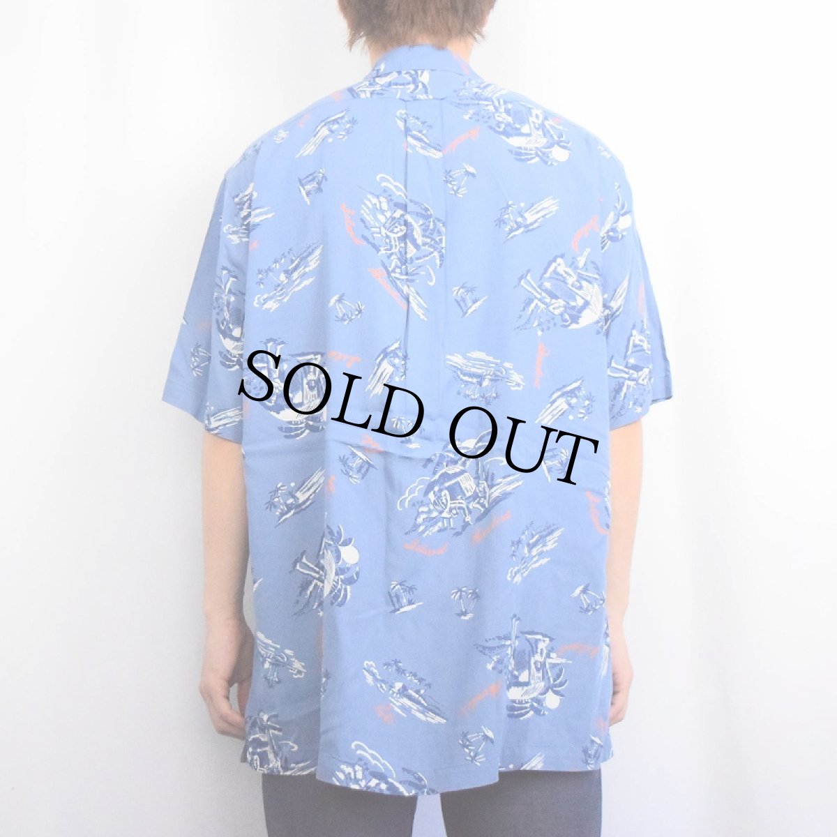 画像3: 90's POLO SPORT Ralph Lauren オールオーバーパターン レーヨンアロハシャツ M (3)