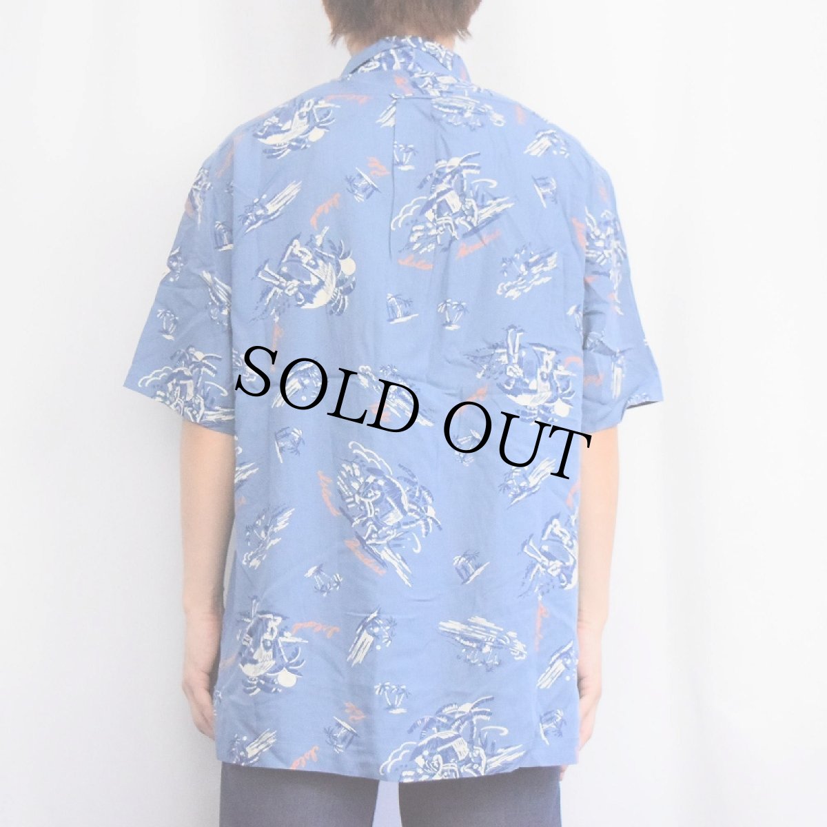 画像3: 90's POLO SPORT Ralph Lauren オールオーバーパターン レーヨンアロハシャツ M (3)