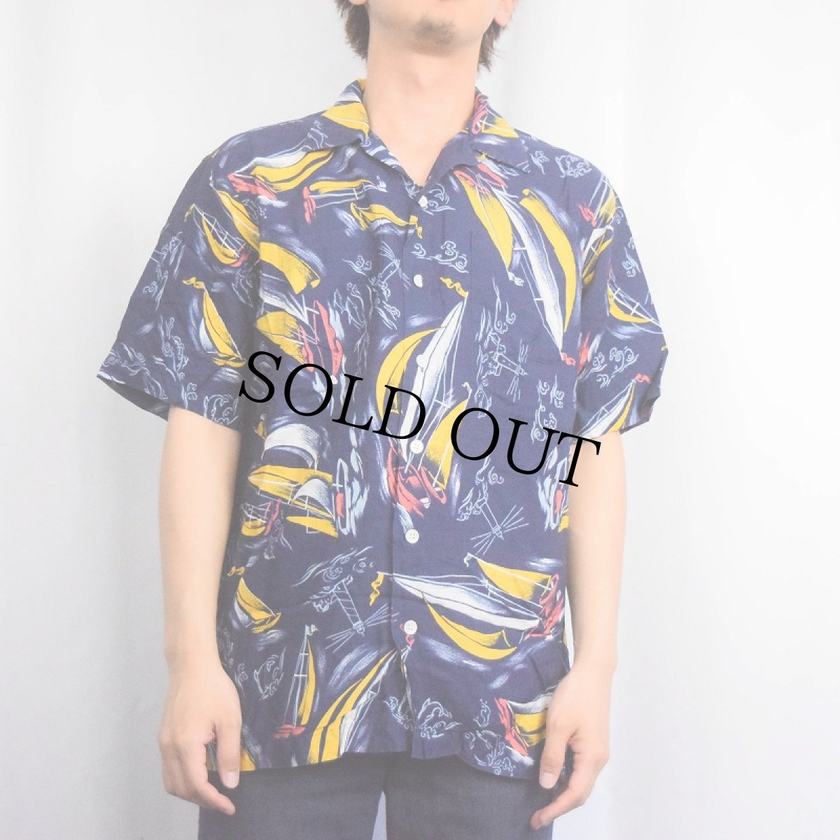 画像2: POLO Ralph Lauren オールオーバーパターン ビスコースアロハシャツ S (2)