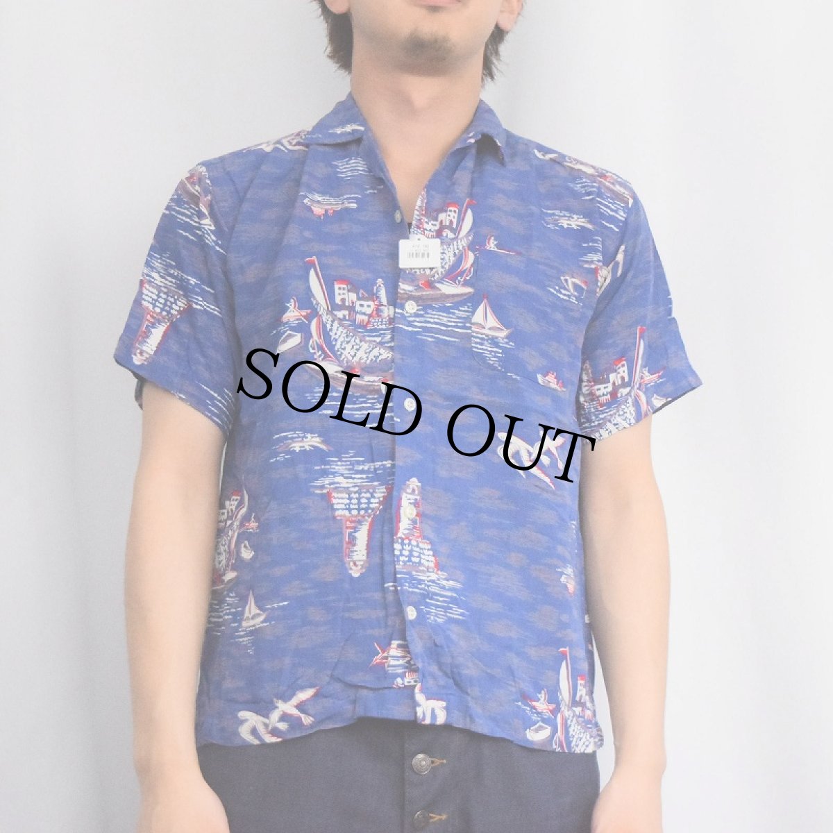 画像2: POLO Ralph Lauren オールオーバーパターン レーヨンアロハシャツ M (2)