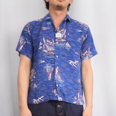 画像2: POLO Ralph Lauren オールオーバーパターン レーヨンアロハシャツ M (2)