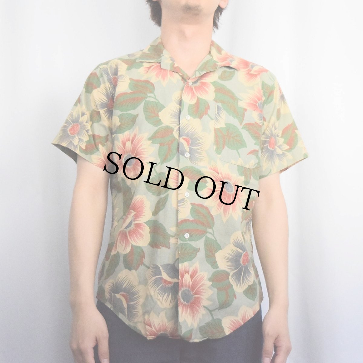 画像2: 90's POLO Ralph Lauren USA製 花柄 コットンアロハシャツ L (2)