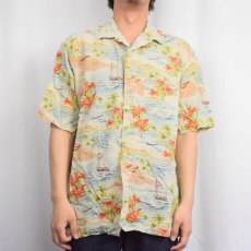 画像2: 90's POLO SPORT Ralph Lauren オールオーバーパターン レーヨンアロハシャツ M (2)